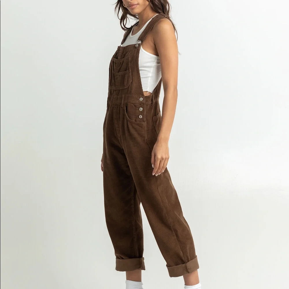 Free People Womens We The Free Ziggy Cord Overalls Size L - Picture 2 of 12